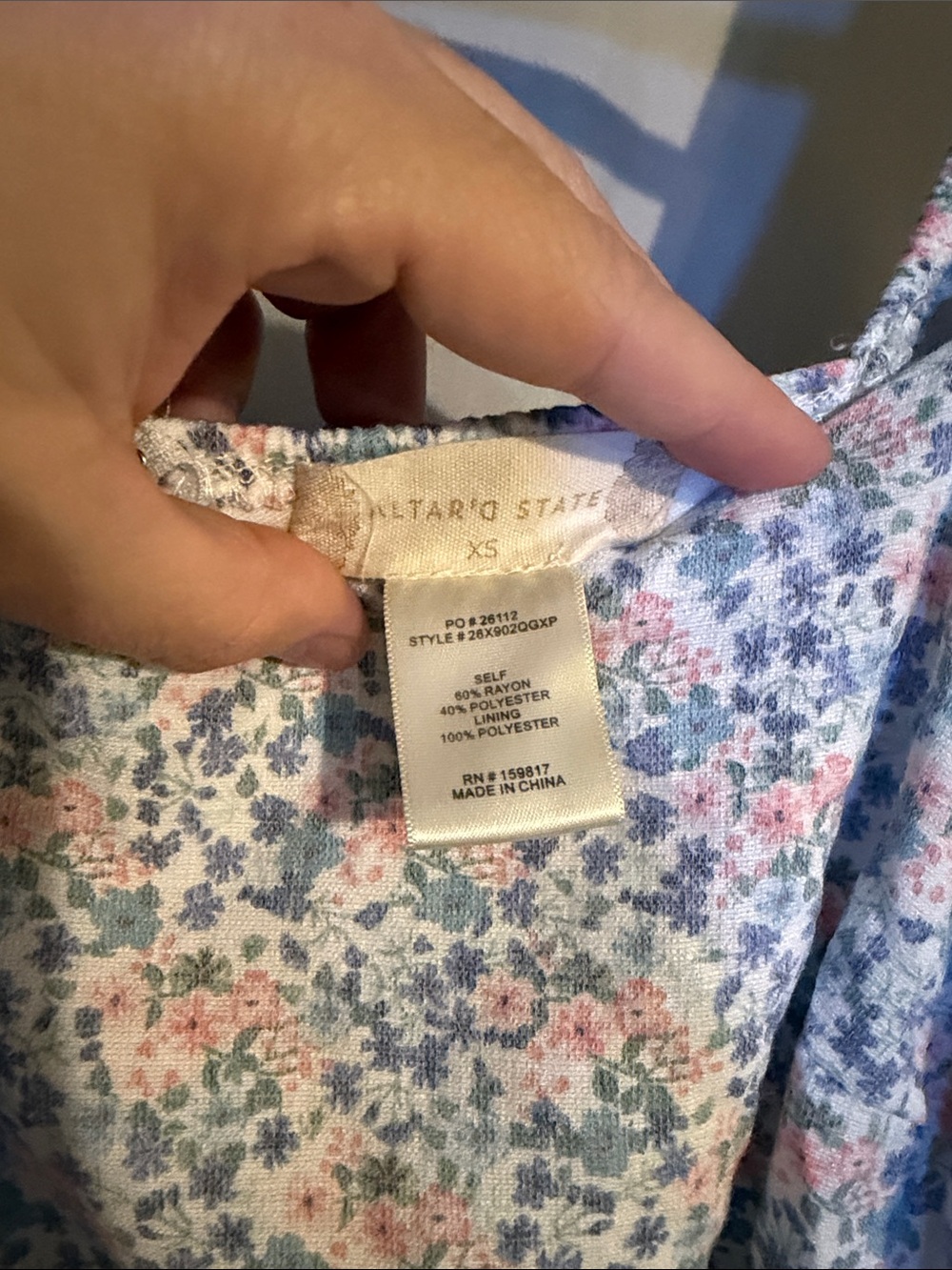 Altar'd State Puff-Sleeve Floral Wrap Dress in Light Blue and Pink - Picture 3 of 3